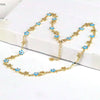 Wholesale Necklace Copper Mixed Gemstone Setting Geometric Fivepointed Star Electroplating Retro Style