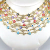 Wholesale Necklace Copper Mixed Gemstone Setting Geometric Fivepointed Star Electroplating Retro Style