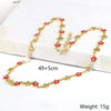 Wholesale Necklace Copper Mixed Gemstone Setting Geometric Fivepointed Star Electroplating Retro Style