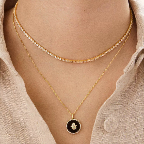 Wholesale Necklace Copper Mixed Gemstone Setting Retro Style Round Coin Blue Turquoise Devil's Eye White Shellfish Four Leaf Clover Love Heart Electroplating For Women