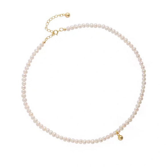 Wholesale Necklace Copper Natural Freshwater Nearly Round Pearl Simple Niche Elegant 14K Gold Clavicle Chain For Women