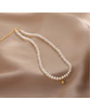 Wholesale Necklace Copper Natural Freshwater Nearly Round Pearl Simple Niche Elegant 14K Gold Clavicle Chain For Women
