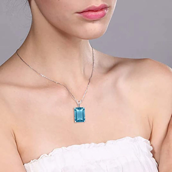 Wholesale Necklace Copper Ochain Square Geometric Mixed Gem Inlay Zircon Pendant For Women