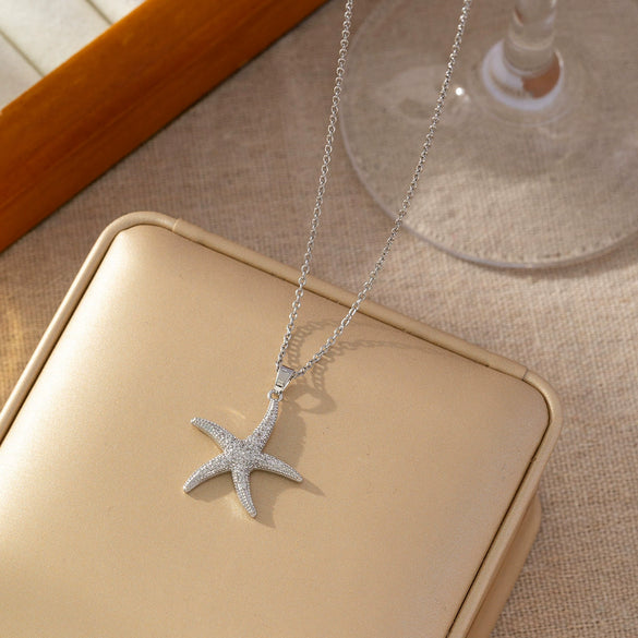 Wholesale Necklace Copper Ochain Starfish Pendant Electroplating Bohemian Ocean Style