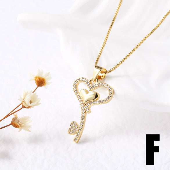 Wholesale Necklace Copper Plated 18K Gold Heart Shape Electroplating Style