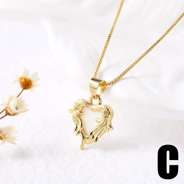 Wholesale Necklace Copper Plated 18K Gold Heart Shape Electroplating Style