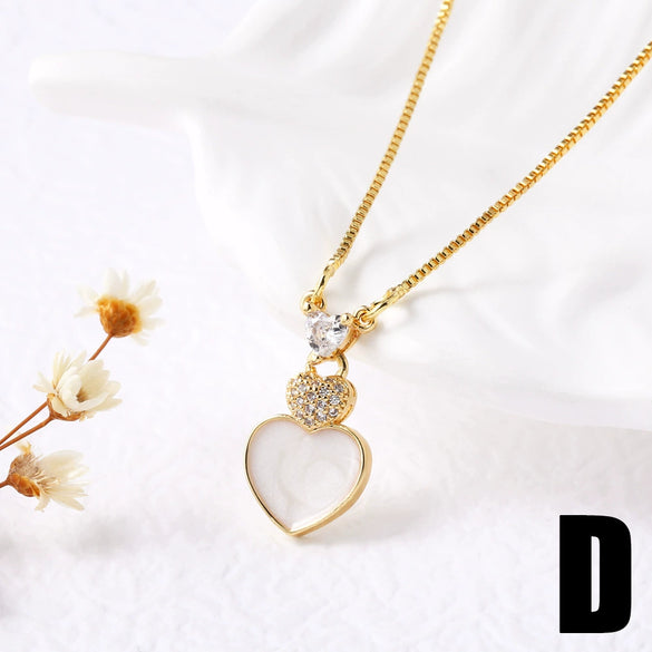 Wholesale Necklace Copper Plated 18K Gold Heart Shape Electroplating Style