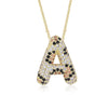 Wholesale Necklace Copper Plated Leopard Print Letter Pendant Unisex