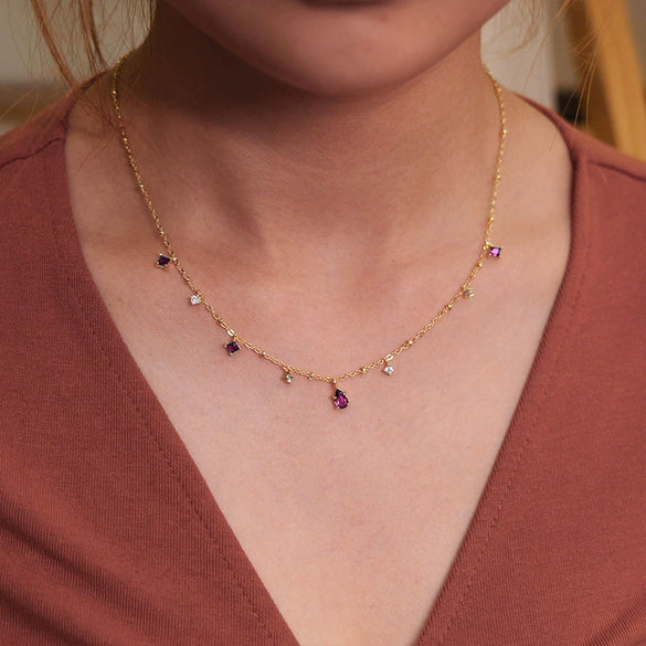 Wholesale Necklace Copper Plated With Real Gold Geometric Style Electroplating For Women