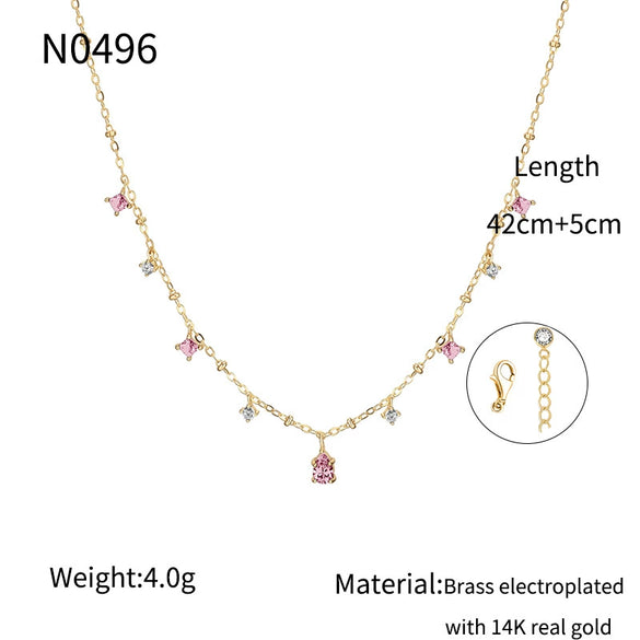 Wholesale Necklace Copper Plated With Real Gold Geometric Style Electroplating For Women