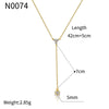 Wholesale Necklace Copper Plated With Real Gold Geometric Style Inlaid Zircon Tassel Pendant For Women