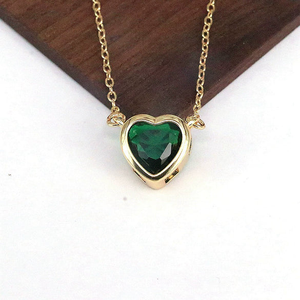 Wholesale Necklace Copper Retro Style Heart Shape Inlaid Zircon Water Wave Chain Jewelry For Women