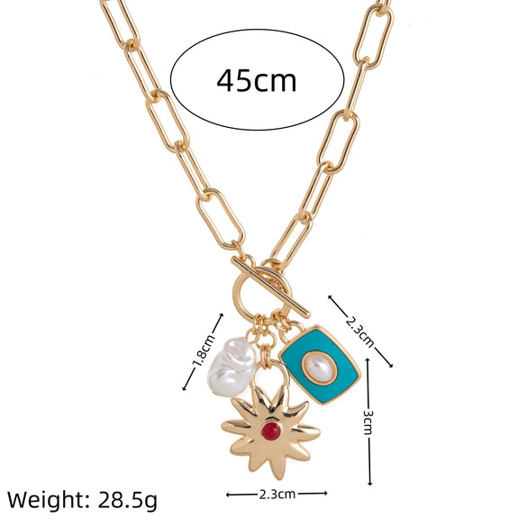 Wholesale Necklace Copper Retro Style Star Love Pendant Electroplating