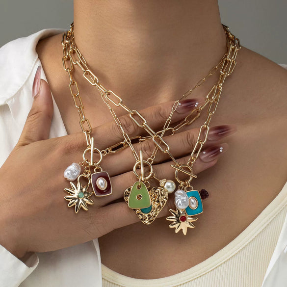 Wholesale Necklace Copper Retro Style Star Love Pendant Electroplating