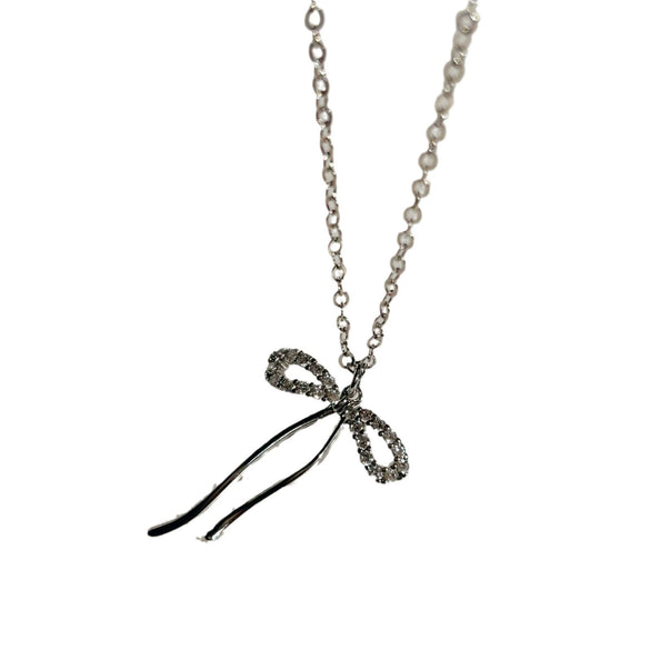 Wholesale Necklace Copper Snake Bone Chain Bow Bead Pendant Titanium Steel Vacuum Electroplated