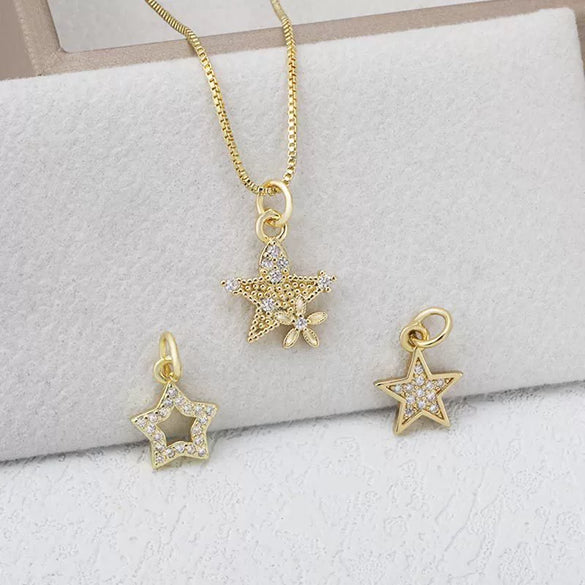 Wholesale Necklace Copper Star Pendant Electroplated Inlaid Zircon Accessories For Women
