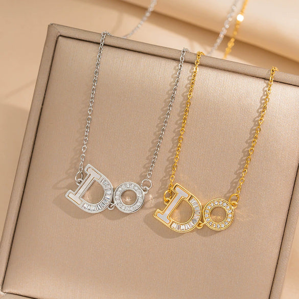 Wholesale Necklace Copper Titanium Steel Electroplating Women's Minimalist Letter Design O Chain