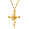 Wholesale Necklace Copper Titanium Steel Flower Pattern Stereo Vacuum Color Preservation