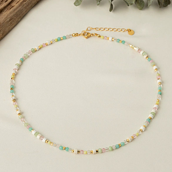 Wholesale Necklace Copper Titanium Steel Geometric Natural Handmade Beaded
