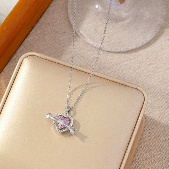 Wholesale Necklace Copper Titanium Steel Geometric Peach Heart Electroplating Light Luxury Style For Women