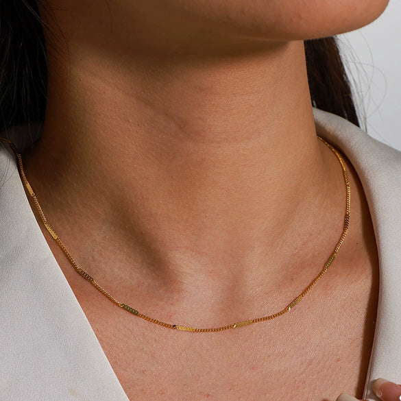 Wholesale Necklace Copper Zinc Alloy Sequined Side Chain Electroplated For Women