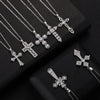 Wholesale Necklace Copper Zircon Electroplated Real Gold Geometric Cross Pendant For Women