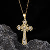 Wholesale Necklace Copper Zircon Electroplated Real Gold Geometric Cross Pendant For Women