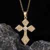 Wholesale Necklace Copper Zircon Electroplated Real Gold Geometric Cross Pendant For Women