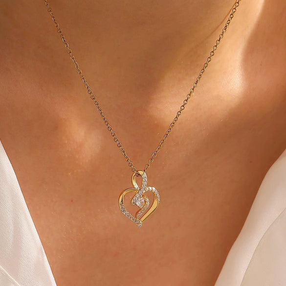Wholesale Necklace Copper Zircon Electroplating Geometric Heart Shape For Women