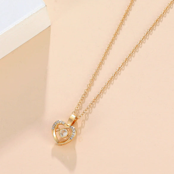Wholesale Necklace Copper Zircon Electroplating Geometric Heart Shape For Women