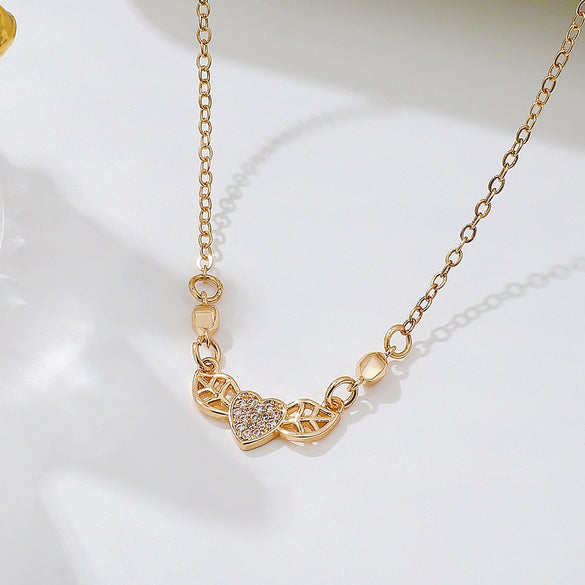 Wholesale Necklace Copper Zircon Electroplating Geometric Heart Shape For Women