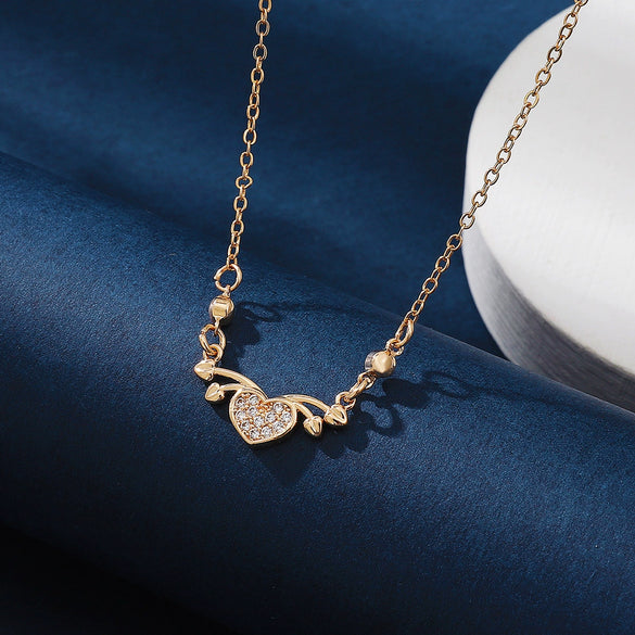 Wholesale Necklace Copper Zircon Electroplating Geometric Heart Shape For Women