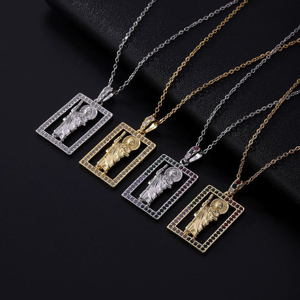 Wholesale Necklace Copper Zircon Geometric Electroplating Pendant For Ladies