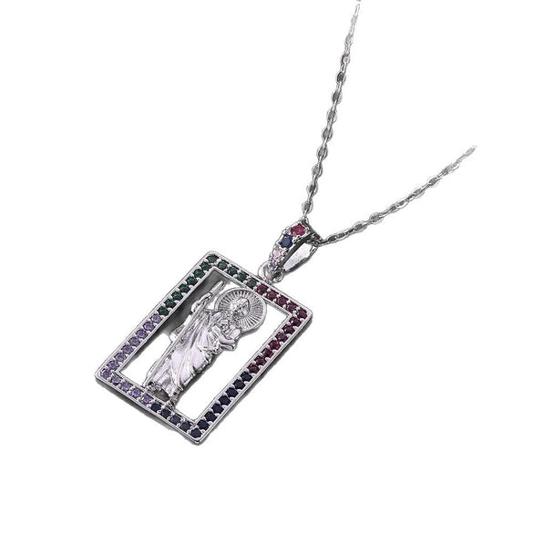 Wholesale Necklace Copper Zircon Geometric Electroplating Pendant For Ladies