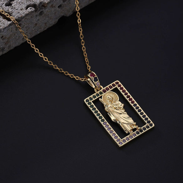 Wholesale Necklace Copper Zircon Geometric Electroplating Pendant For Ladies