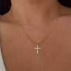 Wholesale Necklace Cross Pendant Zircon Rhinestone Box Chain Titanium Steel Simple Style