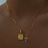 Wholesale Necklace Cross Pendant Zircon Rhinestone Box Chain Titanium Steel Simple Style