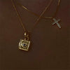 Wholesale Necklace Cross Pendant Zircon Rhinestone Box Chain Titanium Steel Simple Style