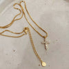 Wholesale Necklace Cross Pendant Zircon Rhinestone Box Chain Titanium Steel Simple Style