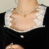 Wholesale Necklace Freshwater Pearl Chain 316L Stainless Steel Gold Plated Letter Pendant