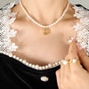 Wholesale Necklace Freshwater Pearl Chain 316L Stainless Steel Gold Plated Letter Pendant