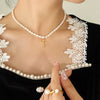 Wholesale Necklace Freshwater Pearl Chain 316L Stainless Steel Gold Plated Letter Pendant