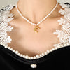 Wholesale Necklace Freshwater Pearl Chain 316L Stainless Steel Gold Plated Letter Pendant