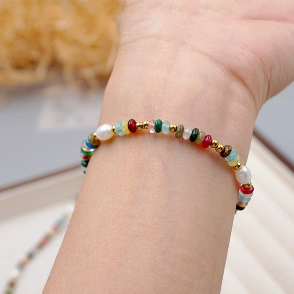Wholesale Necklace Freshwater Pearl Crystal Beaded Geometric Handmade Retro Design For Women