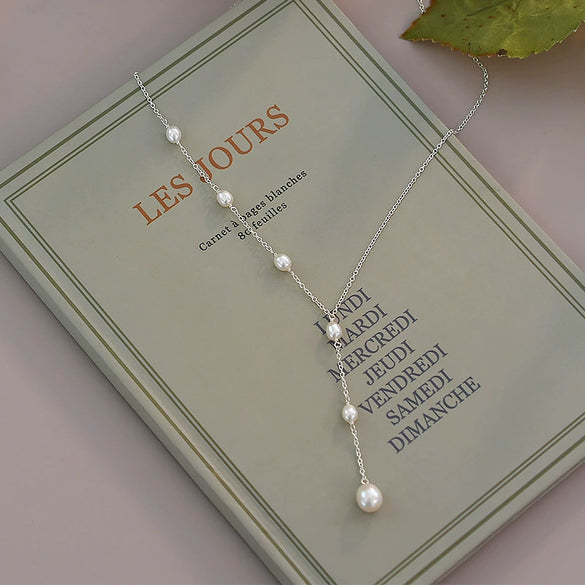 Wholesale Necklace Freshwater Pearl Minimalist Rice Droplet Shape 925 Silver For Girls