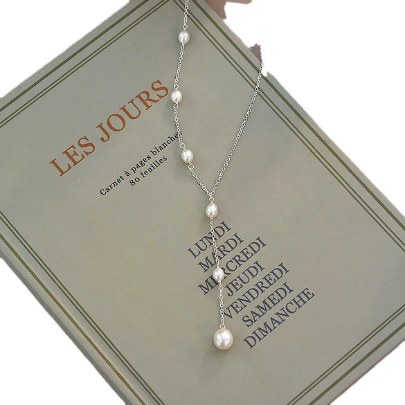 Wholesale Necklace Freshwater Pearl Minimalist Rice Droplet Shape 925 Silver For Girls