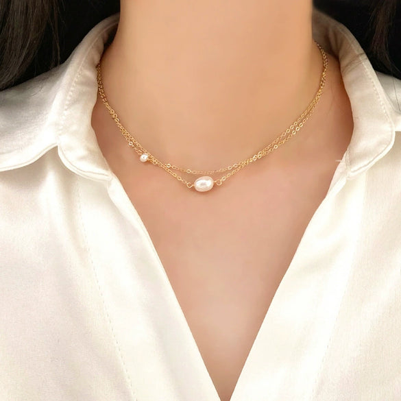 Wholesale Necklace Freshwater Pearl Minimalist Rice Droplet Shape 925 Silver For Girls