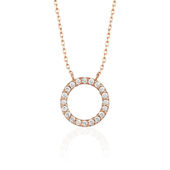 Wholesale Necklace Geometric Design Circle Zircon Inlaid Copper O Chain Women's