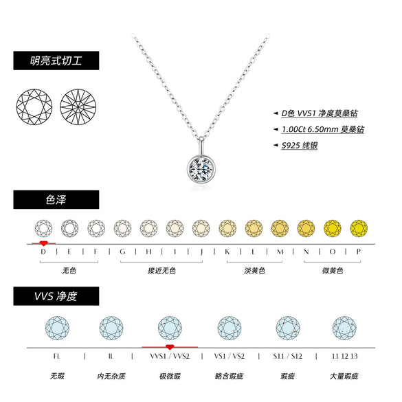 Wholesale Necklace Geometric Light Luxury Style S925 Sterling Silver Diamond Inlaid For Women