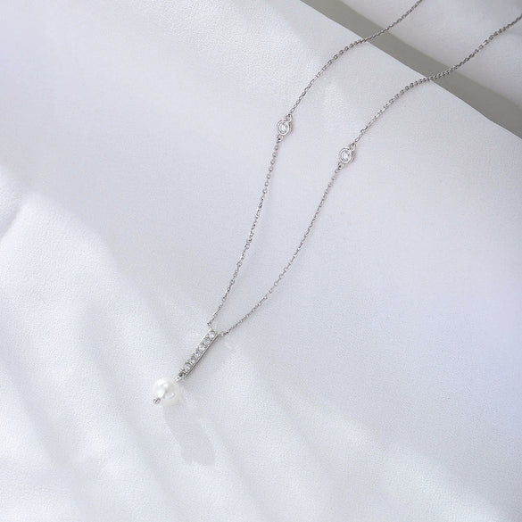 Wholesale Necklace Geometric Tassel Pearl S925 Sterling Silver Zircon